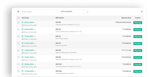 Pending Bills List