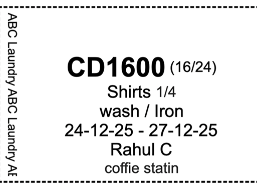 Smart laundry tag printing with wash care instructions
